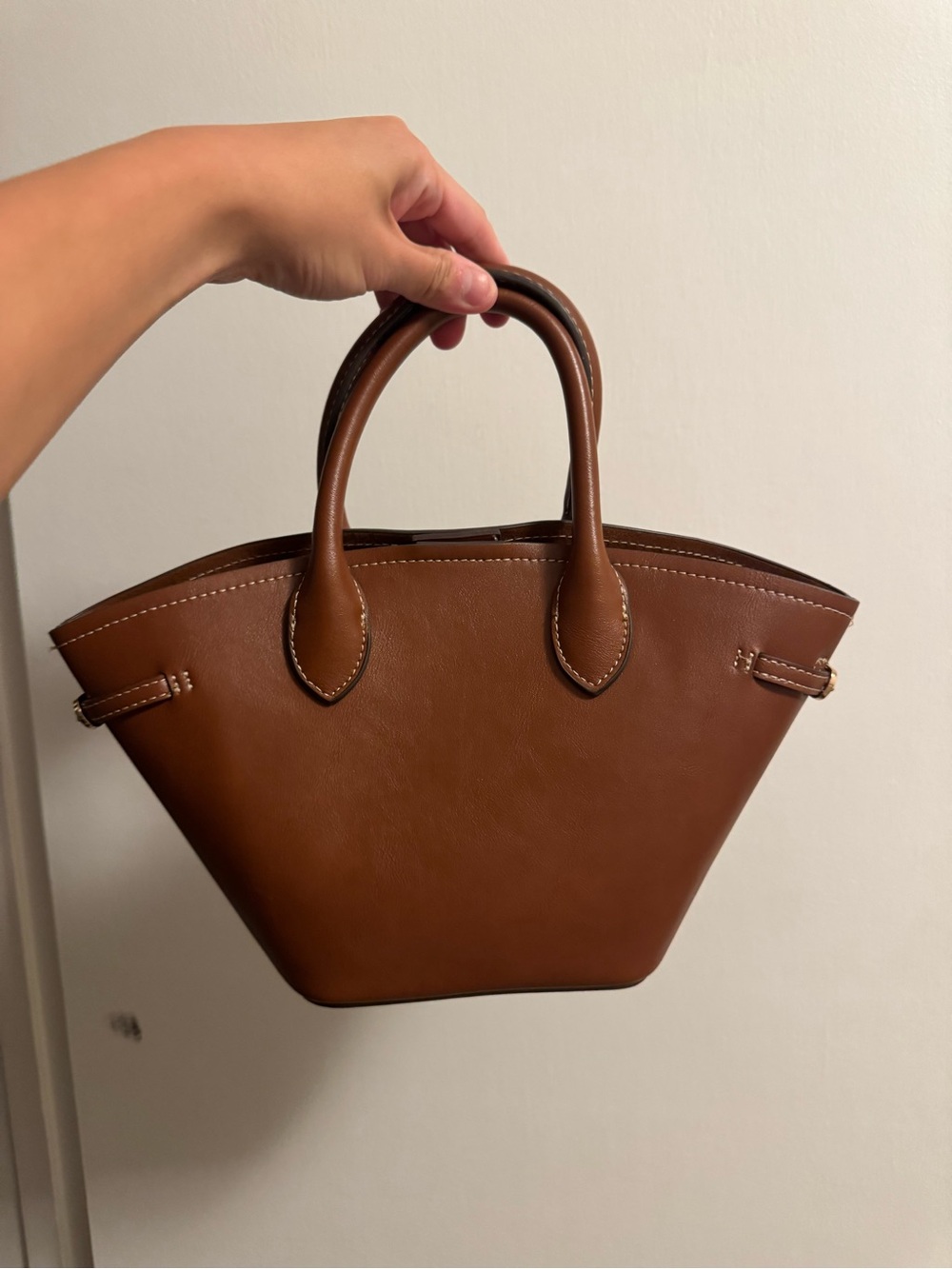 Mango Brown Structured Leather Satchel - Picture 2 of 2